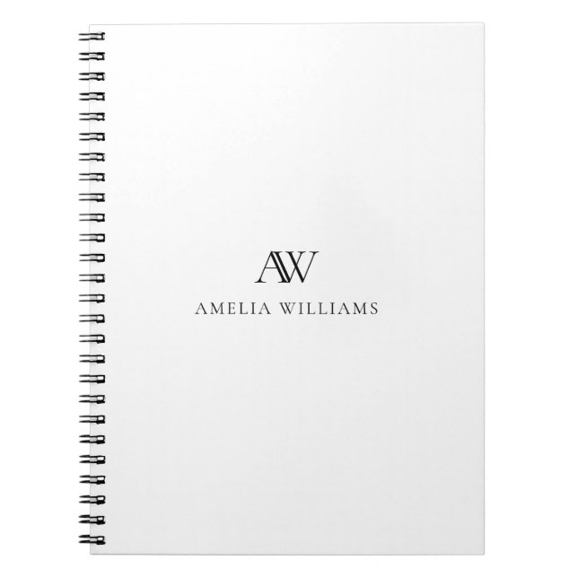 Minimalist Black and White Monogram  Notebook (Front)