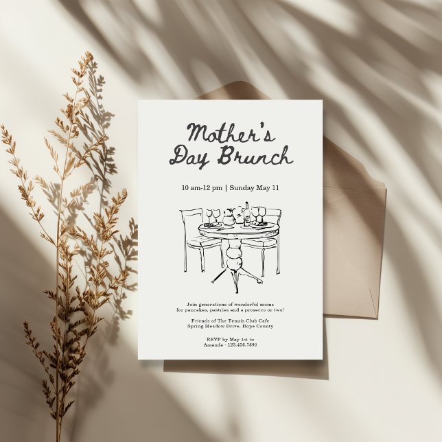Minimalist Black and White Mother's Day Brunch Invitation (Creator Uploaded)