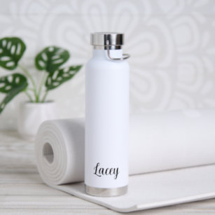 Minimalist Black and White Name Simple Water Bottle