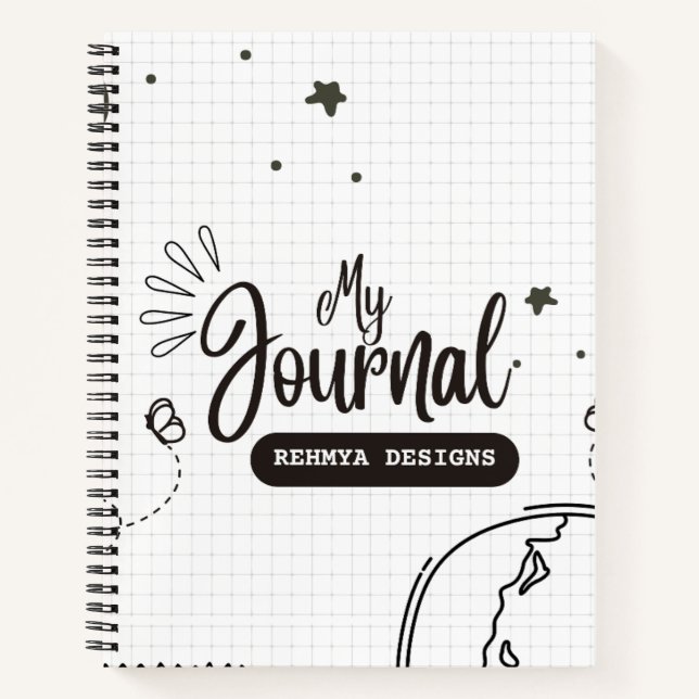 "Minimalist Black and White Notebook Cover Design" (Front)