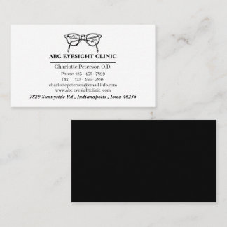 Minimalist Black And White Optometrist Business Card
