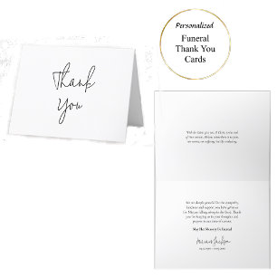 Minimalist Black and White Orthodox Funeral        Thank You Card