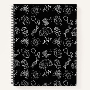 Minimalist Black and White Pattern Medical Icons  Notebook