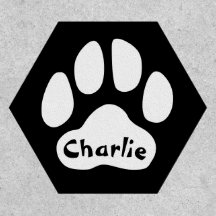 Minimalist Black and White Paw Print Custom Name