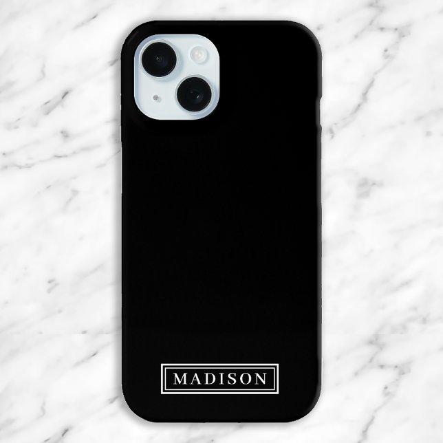 Minimalist Black and White Personalised Name Case-Mate iPhone Case (Creator Uploaded)