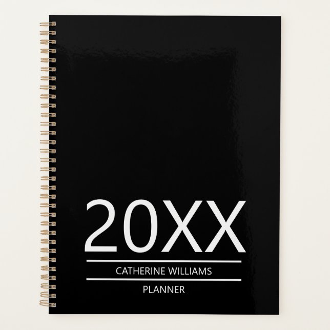 Minimalist Black And White Personalised Planner (Front)