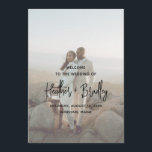 Minimalist Black and White Photo Modern Wedding Programme<br><div class="desc">Modern wedding program featuring a simple design with your names in an elegant script typography and your event details in a minimalist sans serif font over your favourite photo. The design has a sheer overlay to allow the text to show up over your picture and may be removed in the...</div>