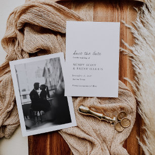 Minimalist Black and White Photo Modern Wedding Save The Date