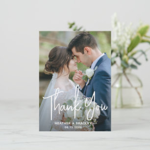 Minimalist Black and White Photo Modern Wedding Thank You Card