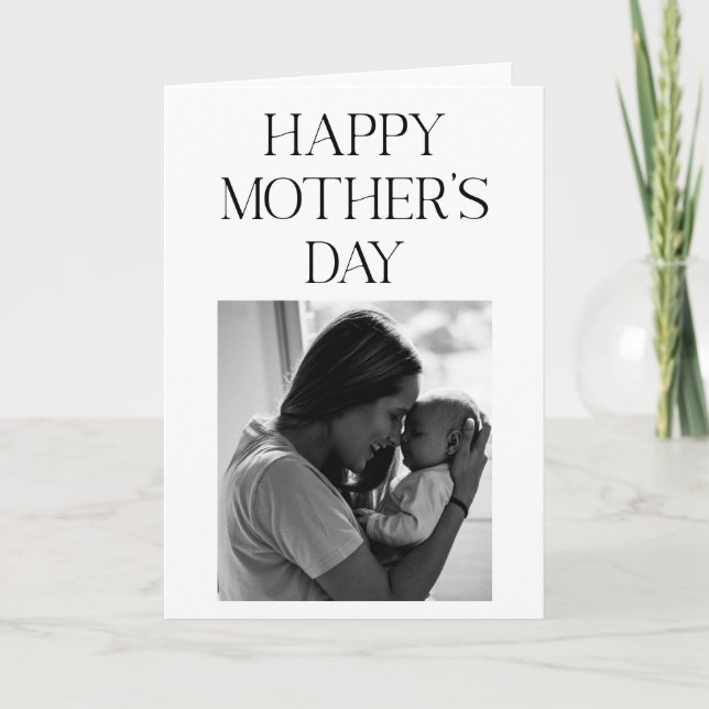 Minimalist Black and White Photo Mother's Day Card (Front)