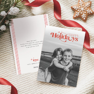 Minimalist Black and White Photo Retro Christmas Holiday Card