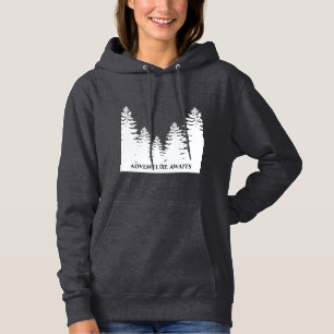 Minimalist black and white pine tree silhouette    hoodie