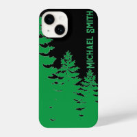 Minimalist black and white pine tree silhouette   