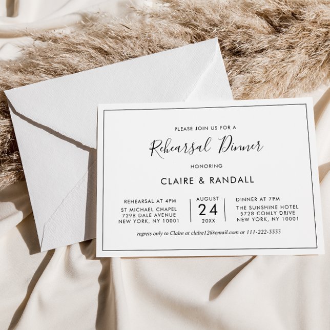 Minimalist Black and White Rehearsal Dinner Invitation (Creator Uploaded)