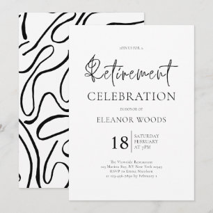 Minimalist Black and White Retirement Party Invitation