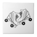 Minimalist Black And White Roller Skates Drawing  Tile<br><div class="desc">Minimalist Black And White Roller Skates Drawing. Two quads roller skate illustration in black and white. Simple aesthetic roller skating,  roller skates black and white modern illustration.</div>