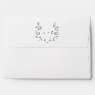 Minimalist Black and White Rose Line Art   Envelope