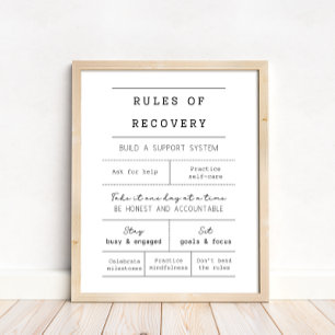 Minimalist Black And White  Rules Of Sobriety Poster