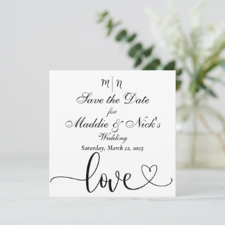 Minimalist Black and White Save the Date