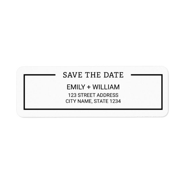 Minimalist Black and White Save the Date Address (Front)