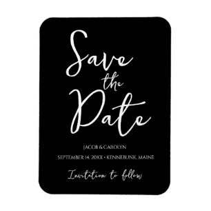 Minimalist Black and White Save the Date Magnet