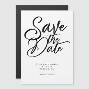Minimalist Black and White Save the Date Magnetic Invitation