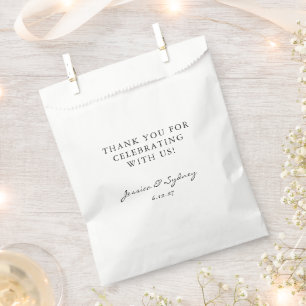 Minimalist Black and White Script Custom Thank You Favour Bags