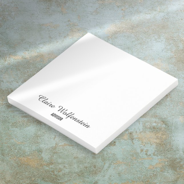 Minimalist Black and White Script Personalised Post-it Notes (Minimalist Black and White Script Personalized Post-it Notes)