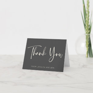 Minimalist Black and White Script Personalised Thank You Card