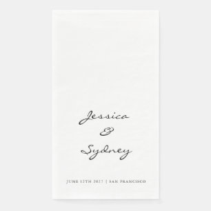 Minimalist Black and White Script Wedding Custom Napkin