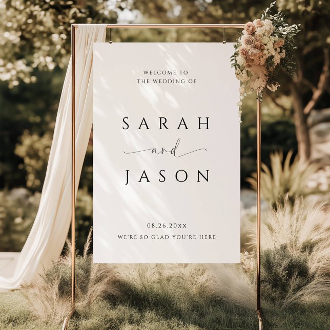 Minimalist Black and White Script Wedding Welcome Poster (Creator Uploaded)