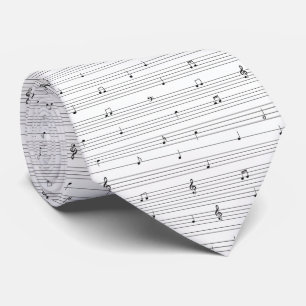 Minimalist Black and White Sheet Music Staves Tie