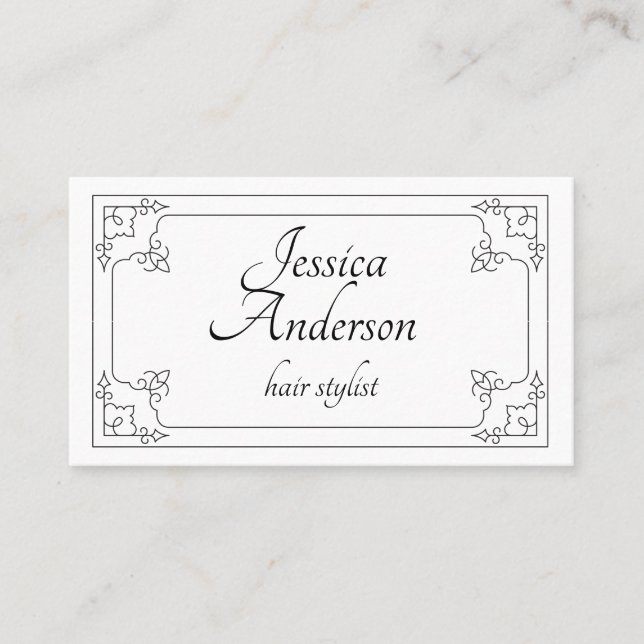 Minimalist Black And White Simple Hair Salon Chic Business Card (Front)