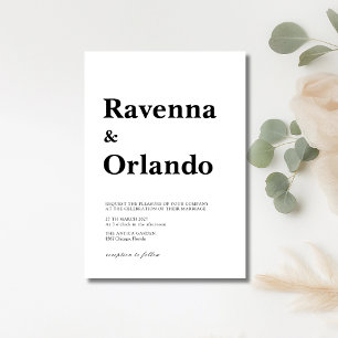 Minimalist Black and White Simple Modern Wedding Invitation