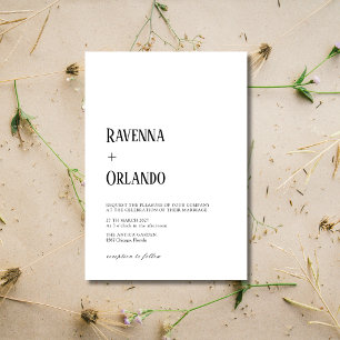 Minimalist Black and White Simple Modern Wedding Invitation