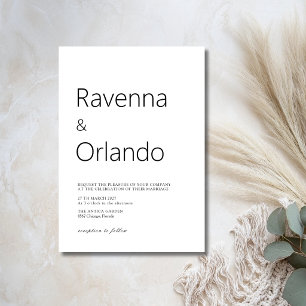 Minimalist Black and White Simple Modern Wedding Invitation