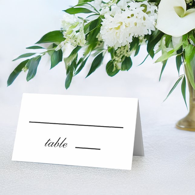 Minimalist Black and White Simple Script Wedding Place Card (Creator Uploaded)