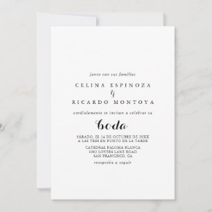Minimalist Black and White Spanish Wedding Invitation