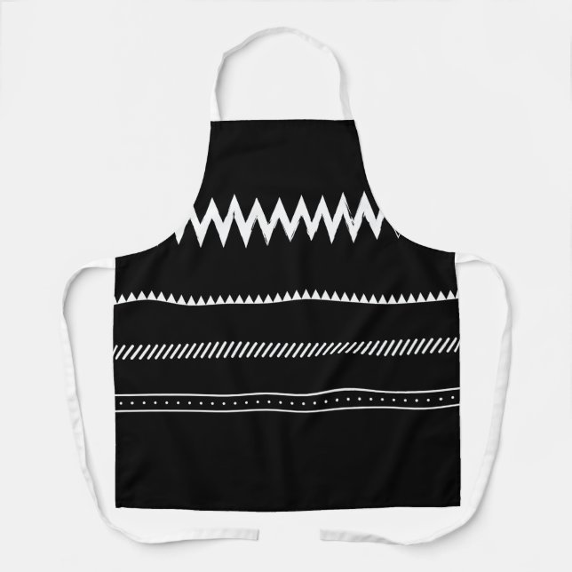 Minimalist Black and White Striped Apron – Unisex  (Front)