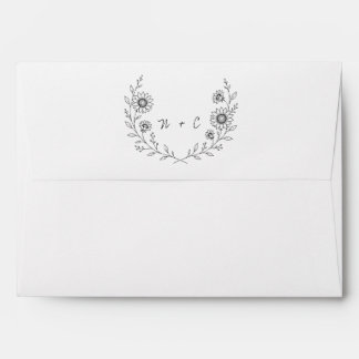 Minimalist Black and White Sunflower Line Art   Envelope