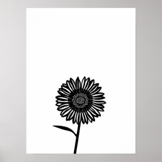 Minimalist Black and White Sunflower Poster