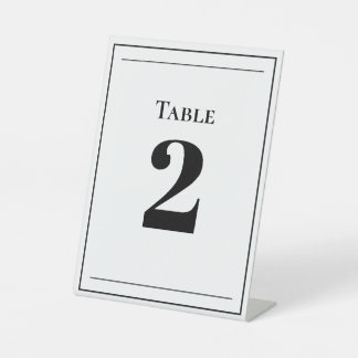 Minimalist Black and White Table Number Pedestal Sign
