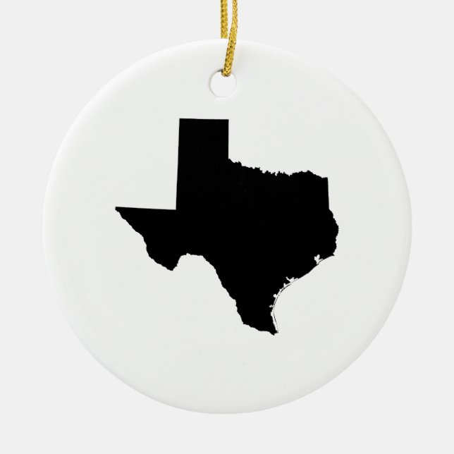 Minimalist Black and White Texas Ceramic Tree Decoration (Front)