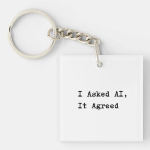Minimalist Black and White Text Image with Typewri Key Ring
