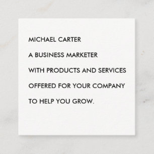 Minimalist Black and White Text Square Business Card