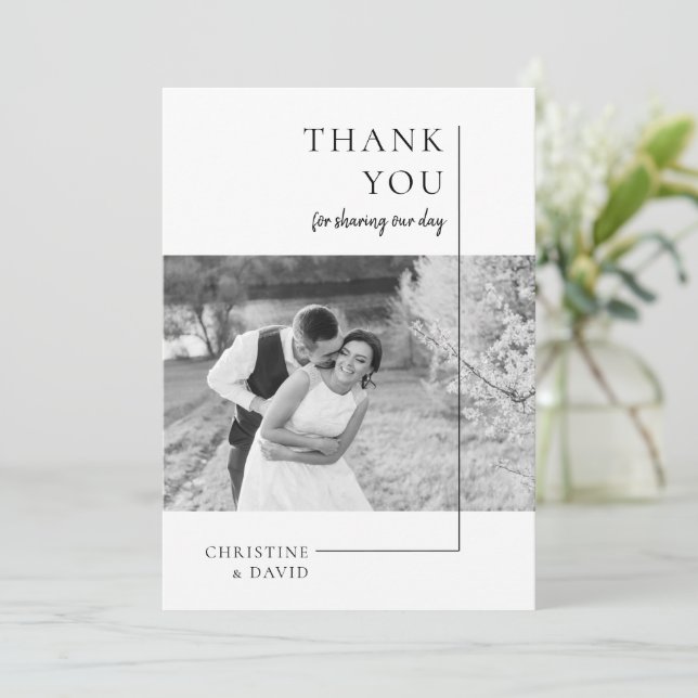Minimalist black and white Thank you Wedding Card (Standing Front)