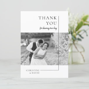 Minimalist black and white Thank you Wedding Card