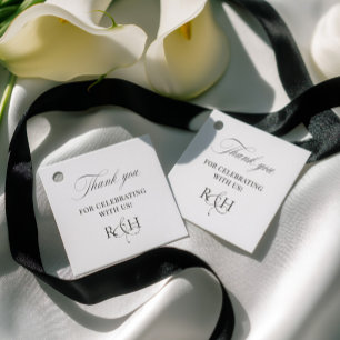 Minimalist Black and White Thank You Wedding Favour Tags
