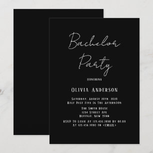 Minimalist Black and White Tie Bachelorette Party  Invitation