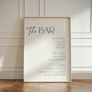 Minimalist Black and White TThe Bar Cocktail Drink Pedestal Sign